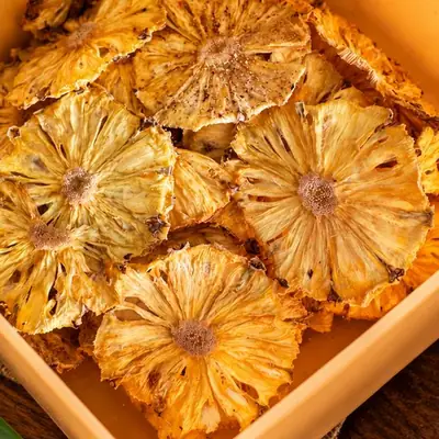 Dried pineapple in a bowl
